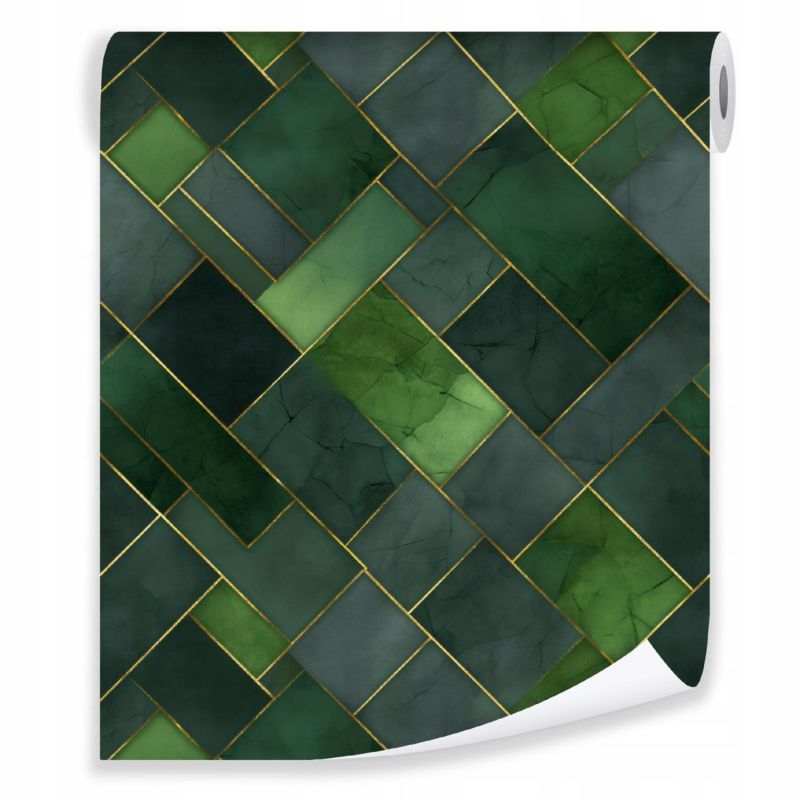 Tapeta WALLARENA Do Sypialni Salonu Na Flizelinie Abstrakcja Linie Glamour Zielony 50x1000 cm T16244VE 1 szt.