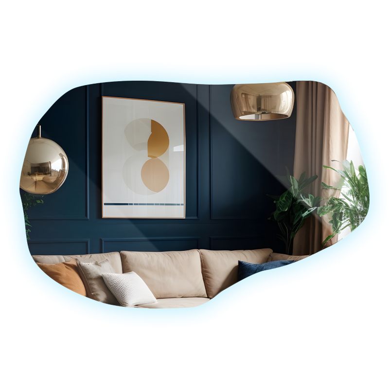 Lustro Organiczne LED ArtPrintCave 70 x 46 cm Podświetlane Organiczne Zimne do Łazienki Sypialni Makijażu 1 szt.