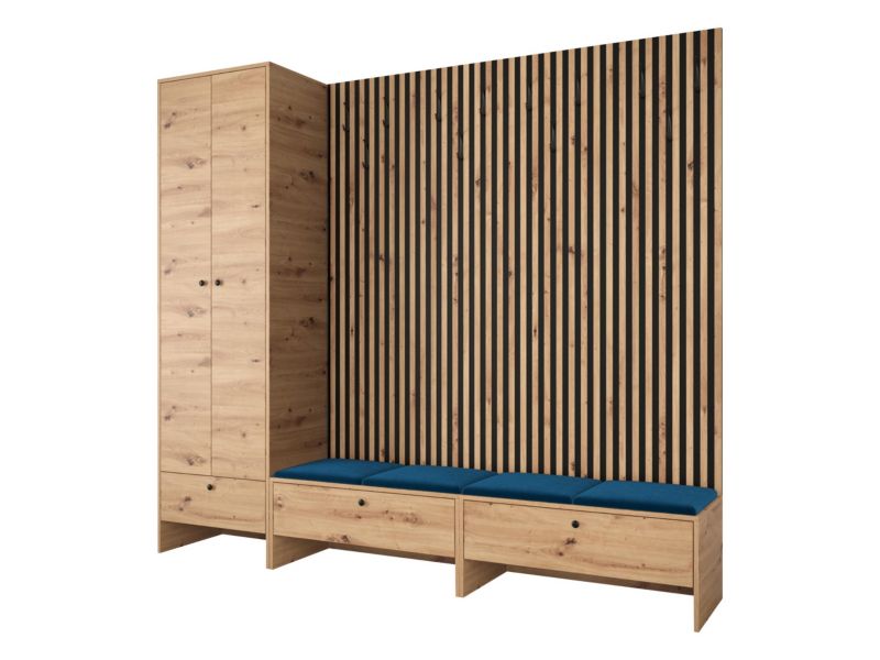 Garderoba MIRJAN 24 Balma VI dąb artisan/czarny/szafirowy plusz 1 kpl.