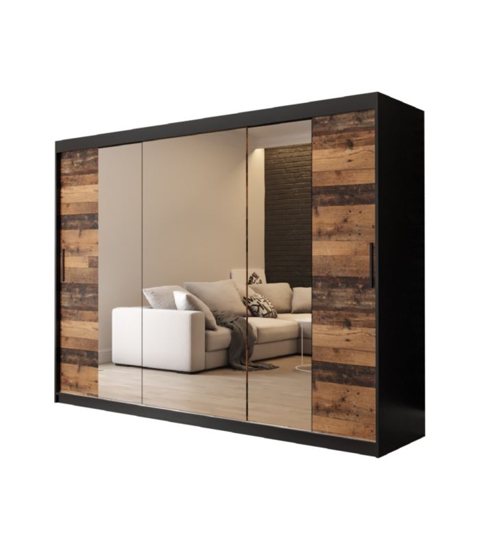 Szafa przesuwna Abiks Old Style T2 250 czarny + Abiks Old style 1 szt.