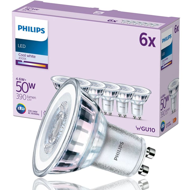 Zestaw 6x żarówka LED Philips Classic 50W GU10 CW 36D ND 6CT/4 EC 1 op.