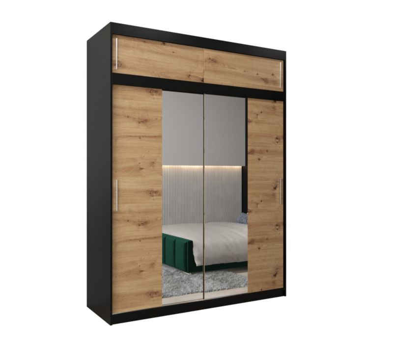 Szafa przesuwna Garderoba Abiks Tokyo 1 180 czarny + artisan z nadstawką 1 szt.