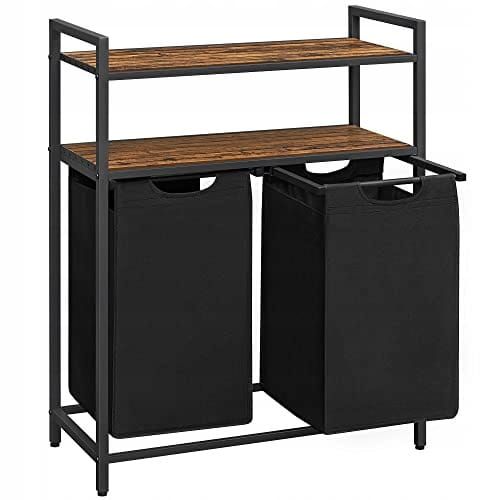 Kosz na pranie z półką, Songmics, 2-komorowy, 2x46L, 1szt