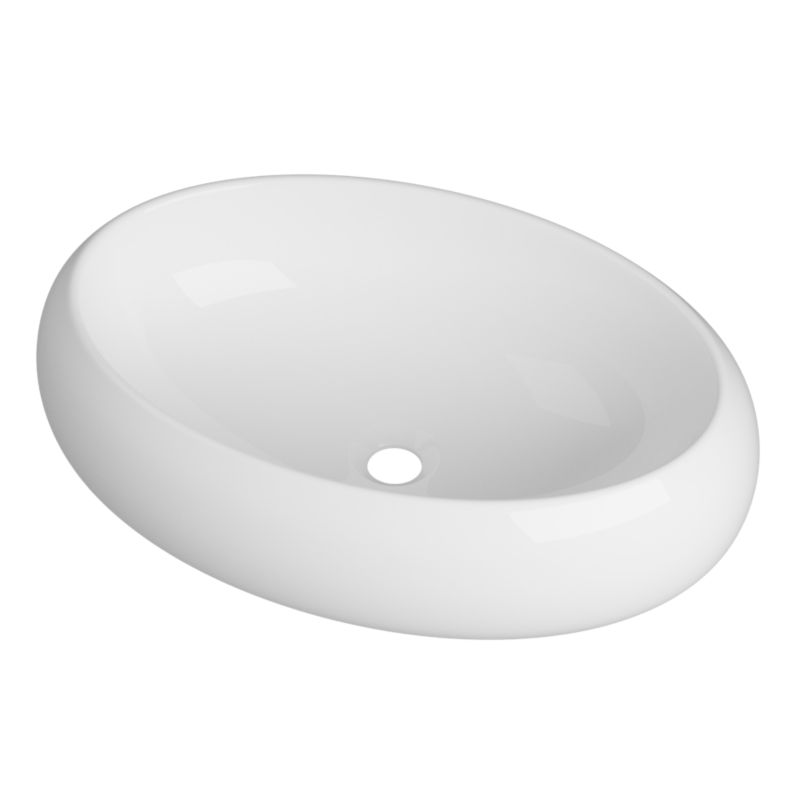 Umywalka Nablatowa Łazienkowa Granitan Ovelo cm Owalna Ceramiczna Biała 1szt.