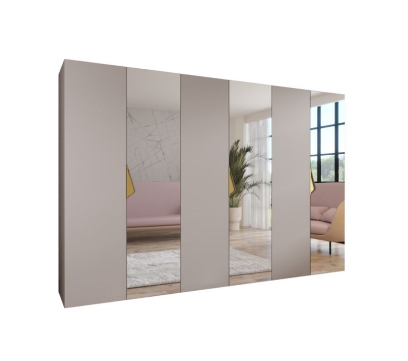 Szafa uchylna z lustrem otwierana Abiks SANDI 2 300 (3x100) wys 202 cm Kaszmir + Złoty 1 szt