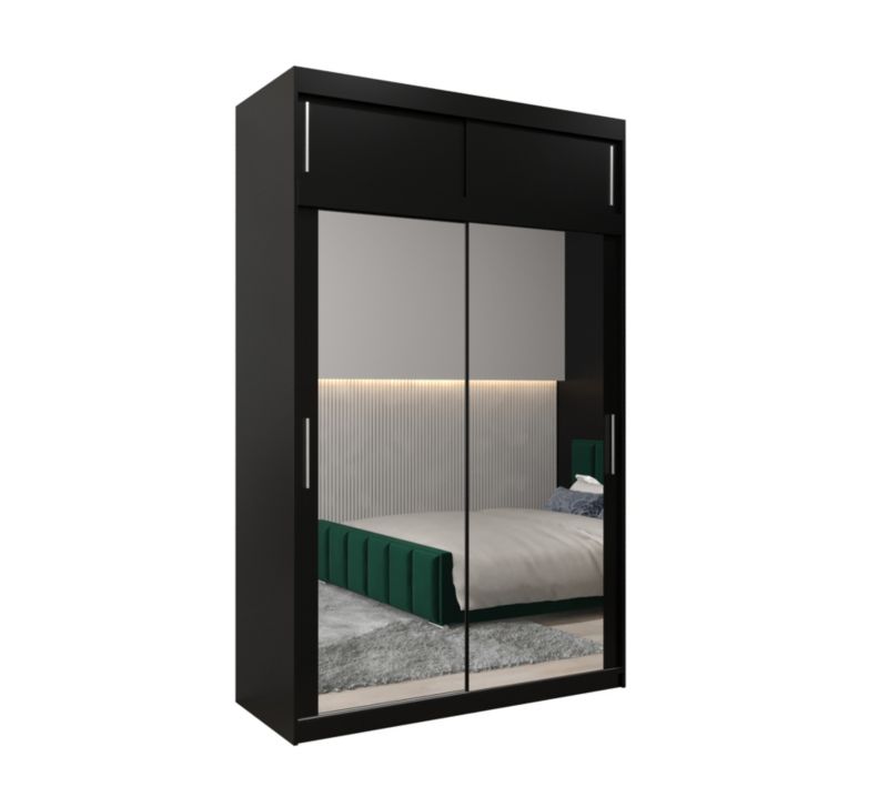 Szafa przesuwna Garderoba Abiks Tokyo 3 150 czarny + czarny z nadstawką 1 szt.