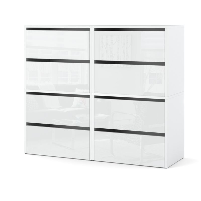 Szafka Na Buty Hurtownia-Mebli 8 Drzwi Zestaw szafki na buty Hugo 4 moduły 120cm Biały Mat Biały Połysk 120x36x100 cm 1szt.