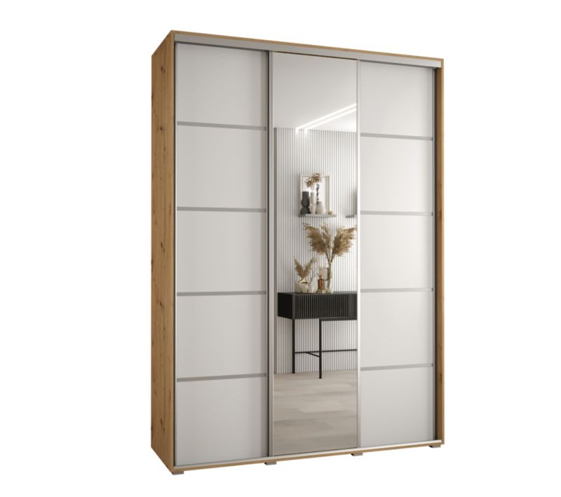 Szafa przesuwna Abiks DAVOS 5 wysoka szer.180cm gł.60cm artisan/biały/srebrny 1szt.