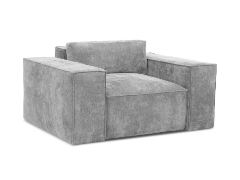 Fotel z funkcją spania LaMiaSofa Asti z tkaniny szenilowej 157x113 cm jasny szary 1 szt.