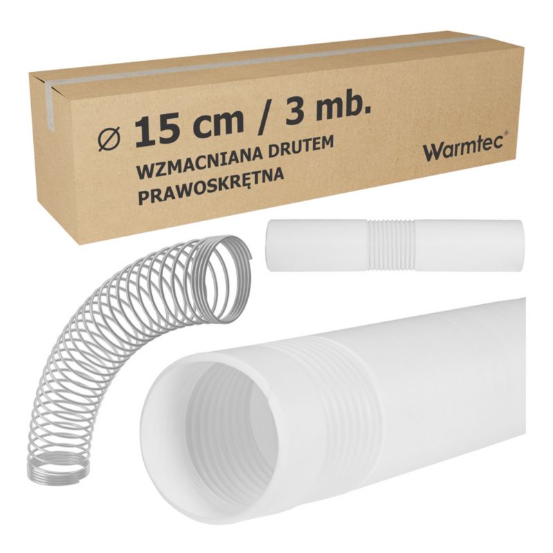 Rura do klimatyzatora przenośnego Warmtec wzmocniona harmonijkowa prawoskrętna 15cm/3m 1szt.