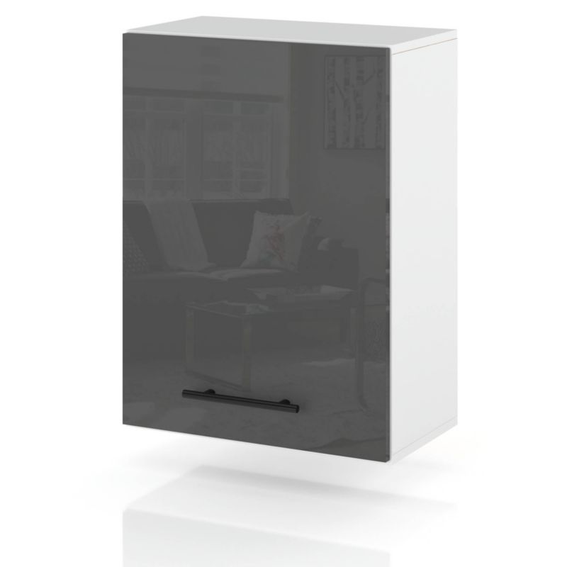 Szafka Kuchenna Hurtownia-Mebli Wisząca W50 sPremium 50cm Biały Mat Szary Połysk 50x32x72 cm 1szt.