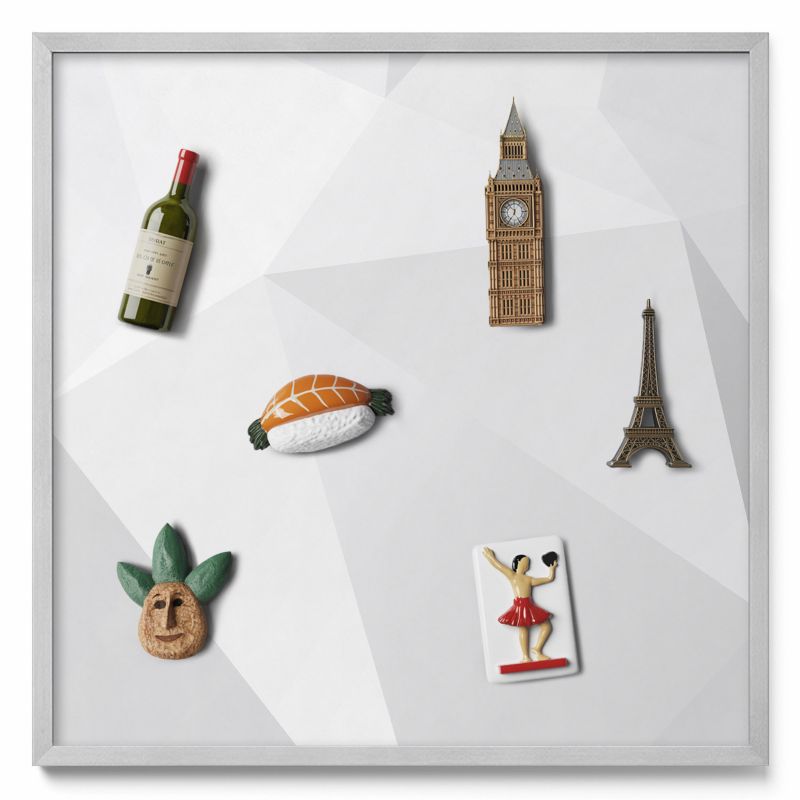 Tablica na magnesy z podróży Tulup 50x50 cm Geometryczne tło 3D w srebrnej ramie 1 szt.