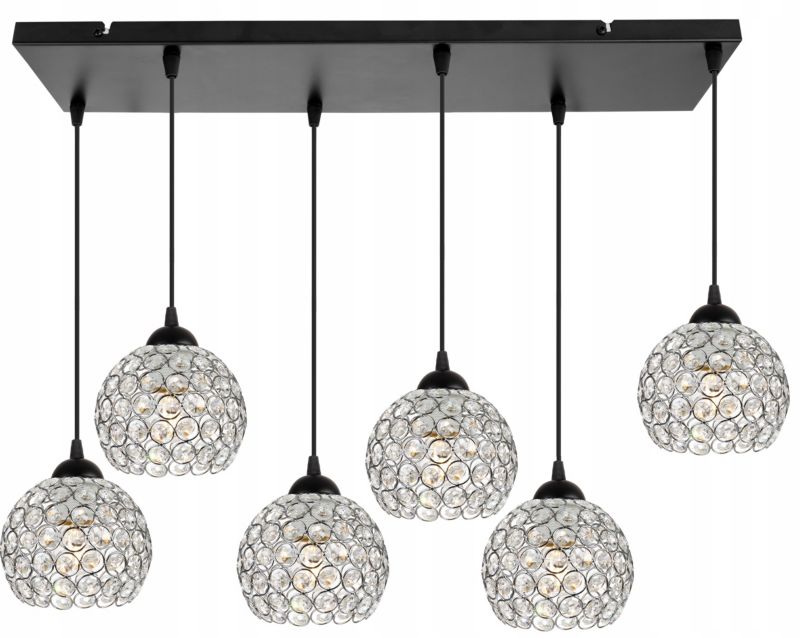Lampa sufitowa wisząca Light Home LH Crystal 6x E27 60W czarny/srebrny 1szt.