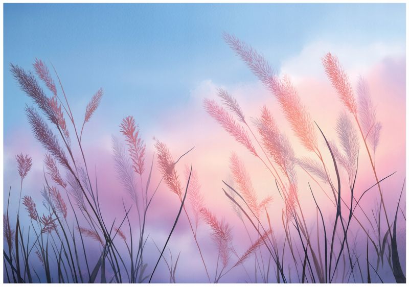 Fototapeta WALLARENA Do Sypialni Salonu Na Flizelinie Trawa Pampasowa Natura Niebo Niebieski 300x210 cm 16130VX6 1 szt.