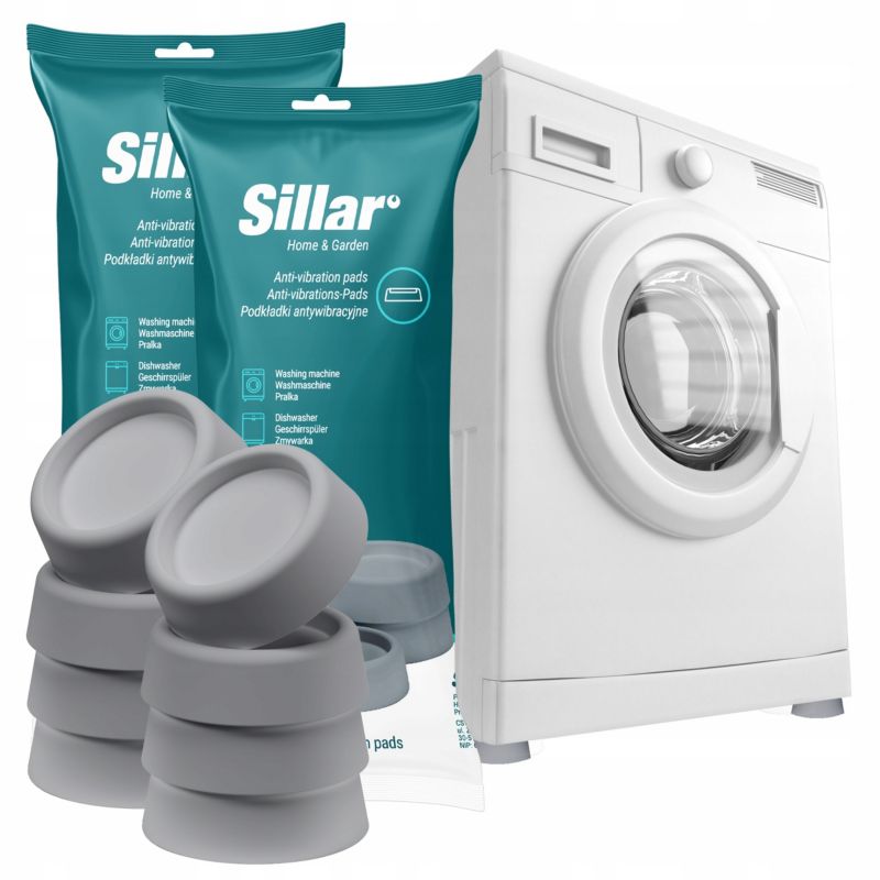 Podkładki antywibracyjne, Sillar, pod pralkę, zmywarkę, wygłuszające, 8szt