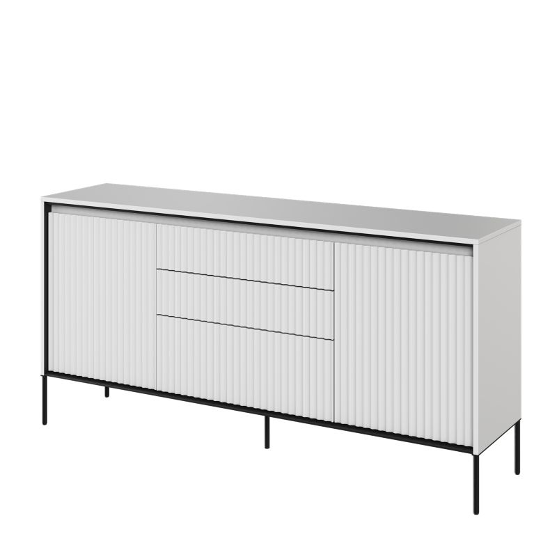 Komoda dwudrzwiowa Bettso Trend z szufladami, oświetleniem LED i frezowanym frontem biały 1szt.