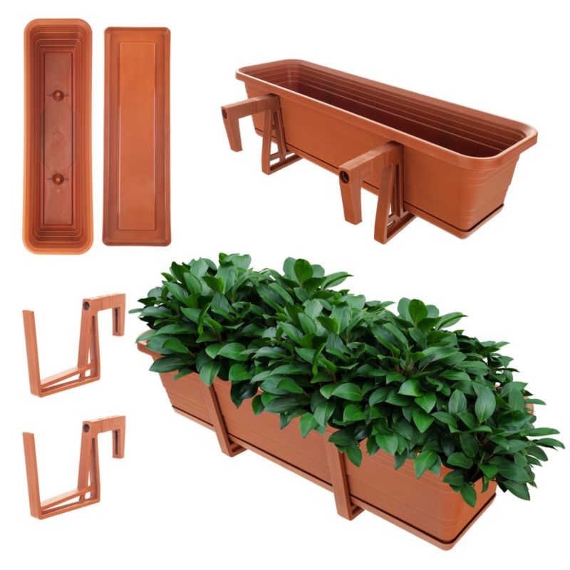 Doniczka Balkonowa KADAX Skrzynka Donica 60cm Uchwyty Podstawka Balkon Balustradę 1szt.