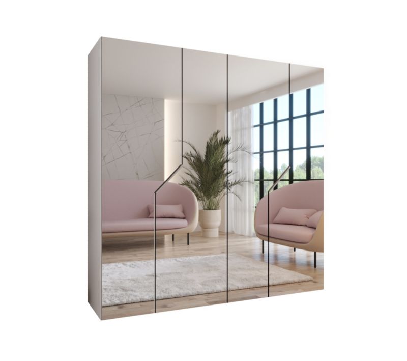 Szafa uchylna z lustrem otwierana Abiks ANDREW 3 200 wys 202 cm Biały + Kaszmir 1 szt