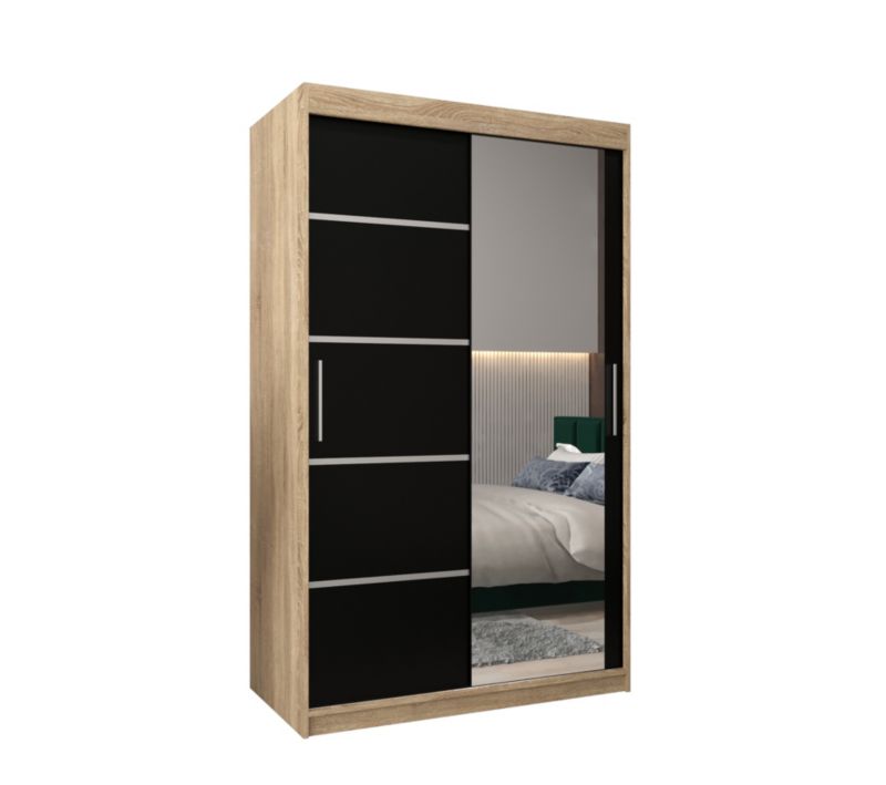Szafa przesuwna Garderoba Abiks Verona 2 120 sonoma + czarny 1 szt.