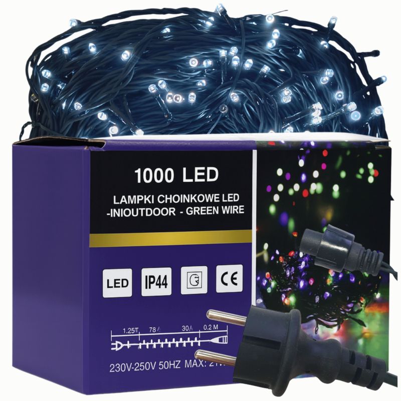 Lampki choinkowe 1000 LED MODO24 flash biały zimny dekoracyjne 1 kpl