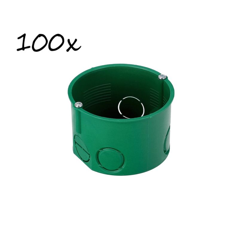 Puszka podtynkowa EDO końcowa fi 60 płytka z wkrętami zielona 100szt.