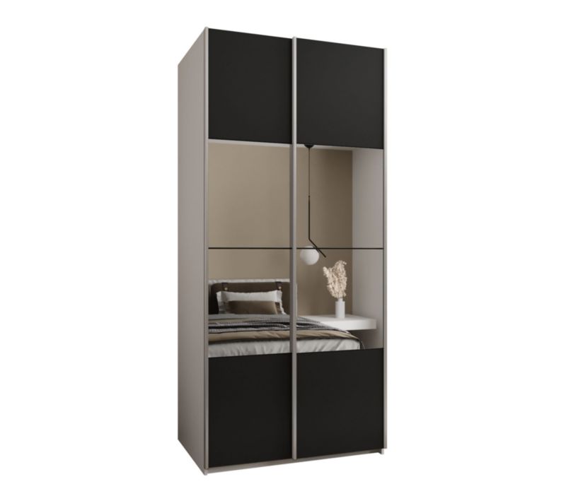 Szafa przesuwna Abiks LUX 4 wysoka szer.110cm biały/czarny/srebrny 1szt.