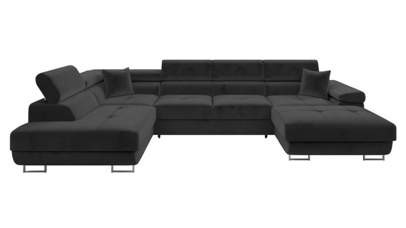 Narożnik z funkcją spania MIRJAN 24 Torezio Bis lewy czarny plusz 1 szt.