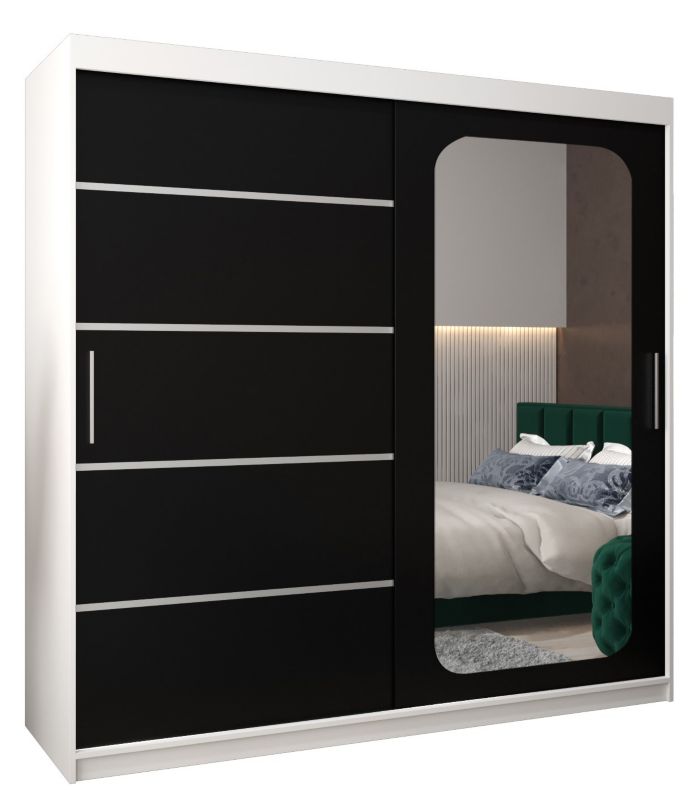 Szafa przesuwna Garderoba Abiks PROMO V2 200 biały/czarny 1 szt.