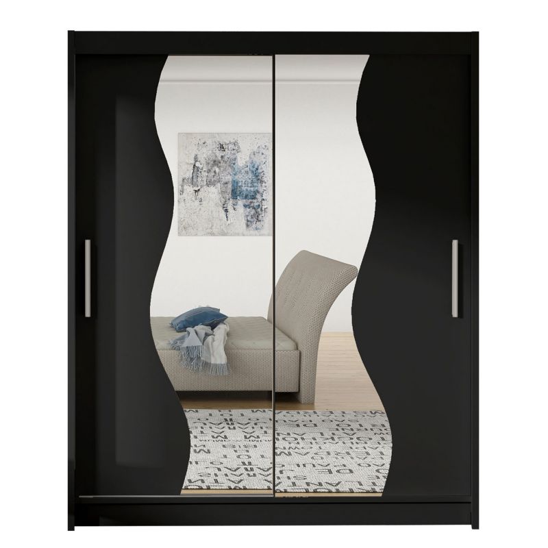 Szafa MIRJAN 24 z drzwiami przesuwnymi Presto S czarny/lustro 1 szt.