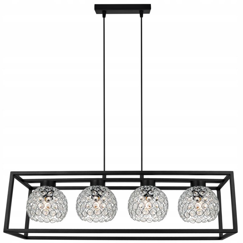 Lampa sufitowa wisząca Light Home LH Crystal Cage 4x E27 60W kryształki czarny/srebrny 1szt.