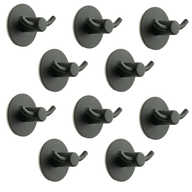 10 x Wieszak łazienkowy B&B ścienny okrągły samoprzylepny czarny