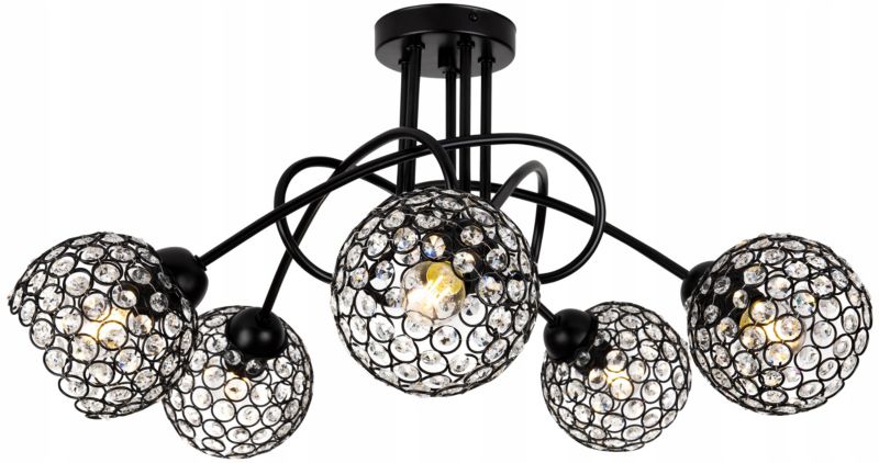 Lampa sufitowa wisząca Light Home LH Crystal 5x E27 60W czarny 1szt.