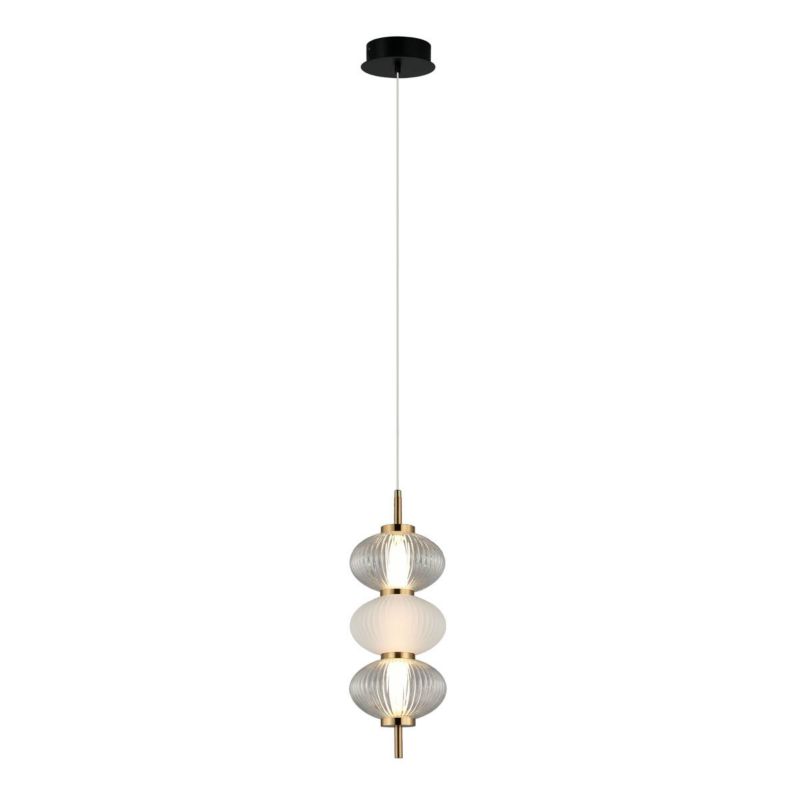Lampa wisząca Italux Testa 0271 czarno-biała-przezroczysty-złota nowoczesna wbudowany LED 12W 1 szt.