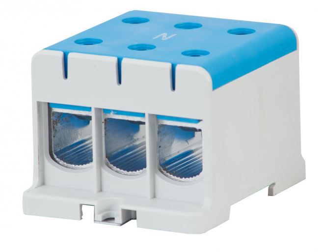 Złączka szynowa F-Elektro 3-torowa 3 x 3 x 150mm2 Al/Cu niebieska F2.0322 1szt.