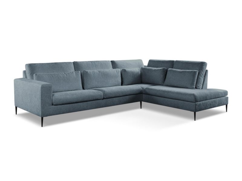 Narożnik prawostronny LaMiaSofa DIANO z tkaniny szenilowej 314x222 cm niebieski 1 szt.