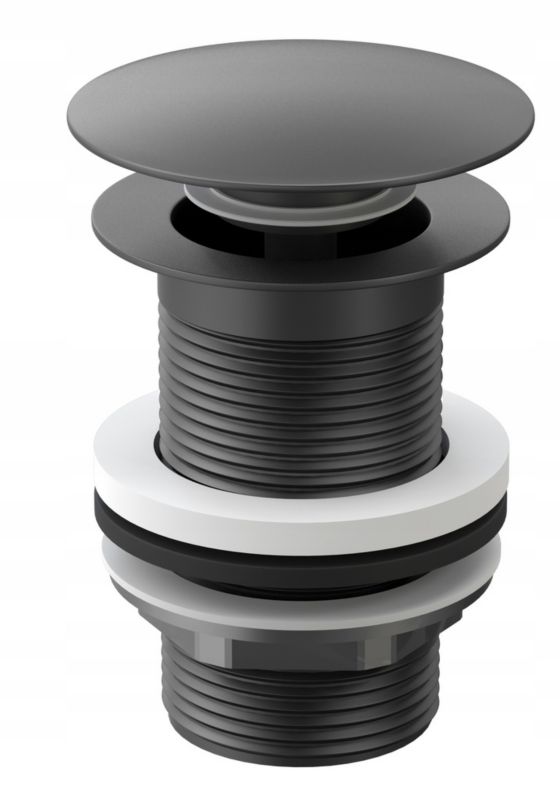 Korek Umywalkowy Granitan Czarny Automatyczny Klik Klak Duży Bez Przelewu BP 1 szt.