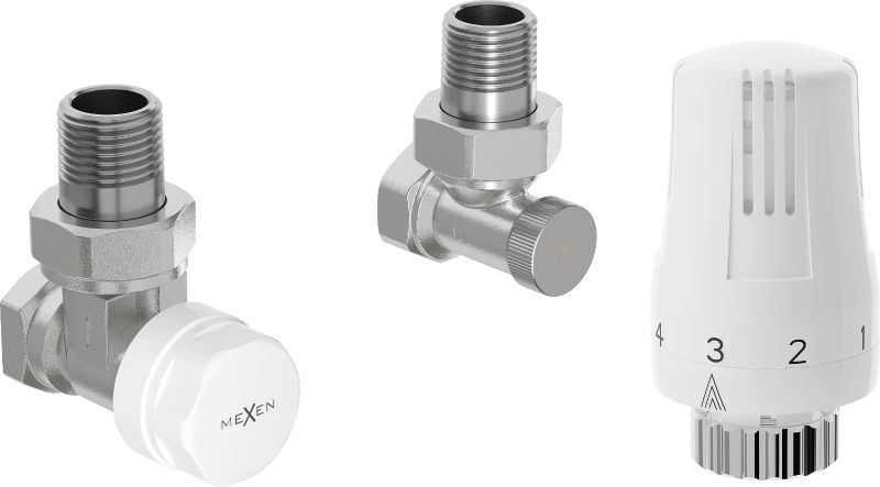 Zestaw termostatyczny kątowy Mexen G01 nikiel W913-012-918-01 1 szt.
