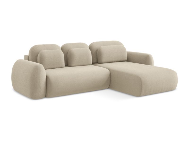 Narożnik prawostronny z funkcją spania LaMiaSofa FERRETTI z tkaniny bouclé 304x190 cm ciemny beż 1 szt.