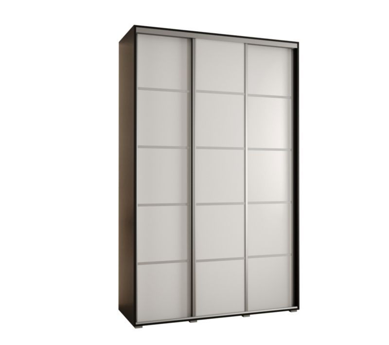 Szafa przesuwna Abiks DAVOS 4 wysoka szer.150cm gł.45cm czarny/biały/srebrny 1szt.