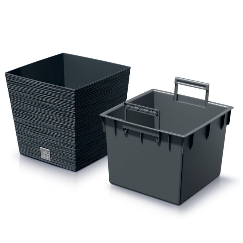 Doniczka EDANTI Ogrodowa 24 cm Kwadratowa Na Taras Do Ogrodu Domu Antracytowa 1 szt.