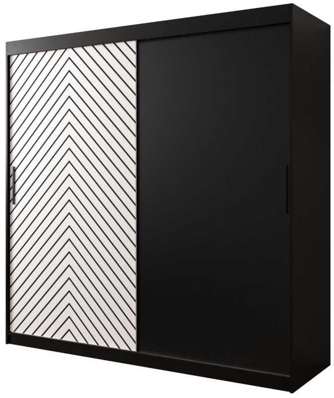 Szafa przesuwna Garderoba Abiks Jodełka 200 czarny + biały 1 szt.