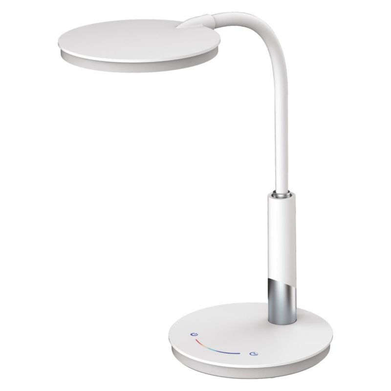 Lampka biurkowa Kaja Dino biało-srebrna LED 10W 4000K 600lm IP20 wym: 37 x 18 x 18 cm tworzywo sztuczne - 1 szt.