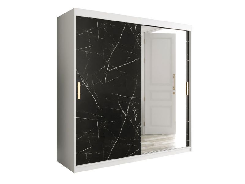Szafa MIRJAN 24 Marmur T2 200 biały mat / czarny marmur 1 szt.