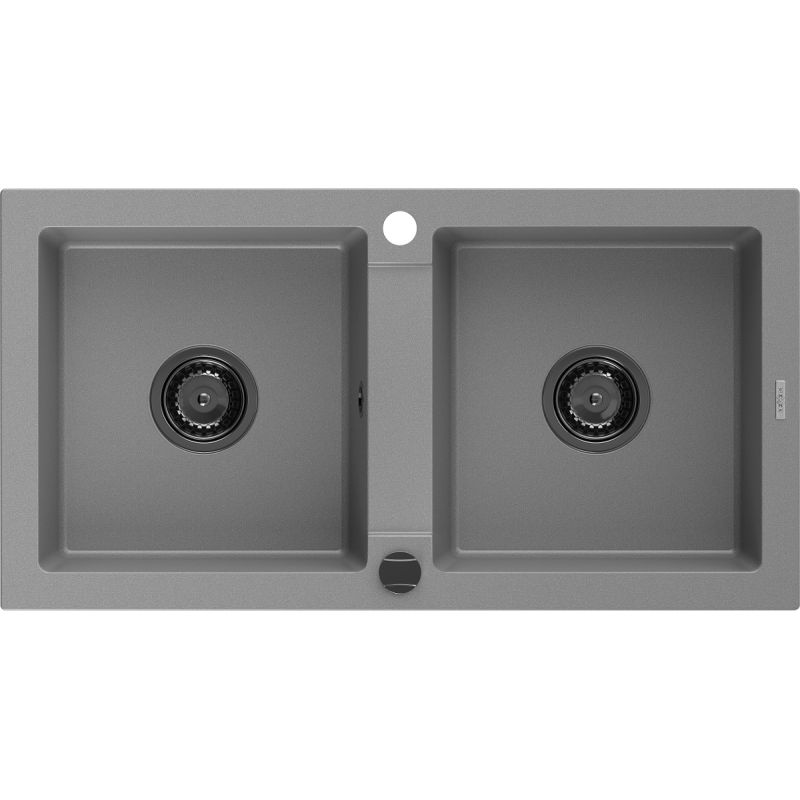 Zlewozmywak wpuszczany Mexen Mario 2-komorowy szary 820x436 mm 6504822000-71-B