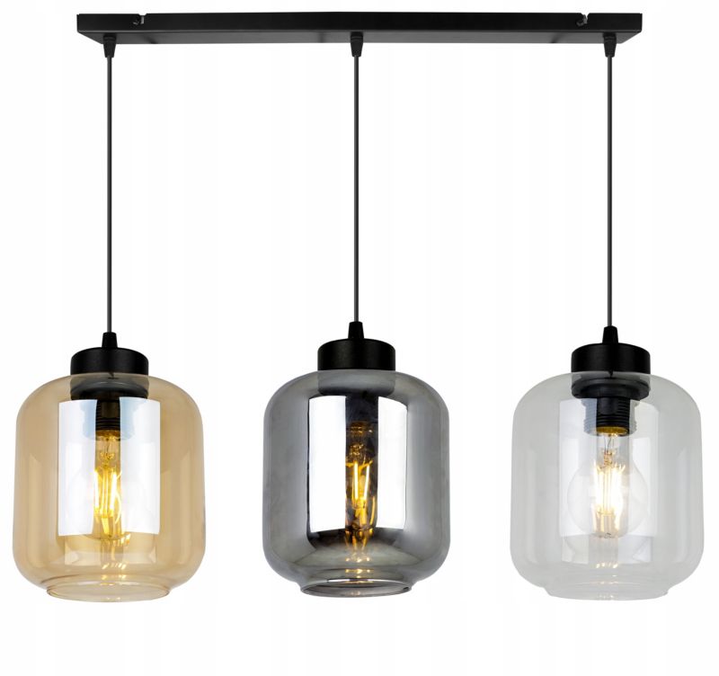 Lampa sufitowa wisząca okrąłga Light Home LH Novalja 3x E27 60W szary/miodowy/bezbarwny 1szt