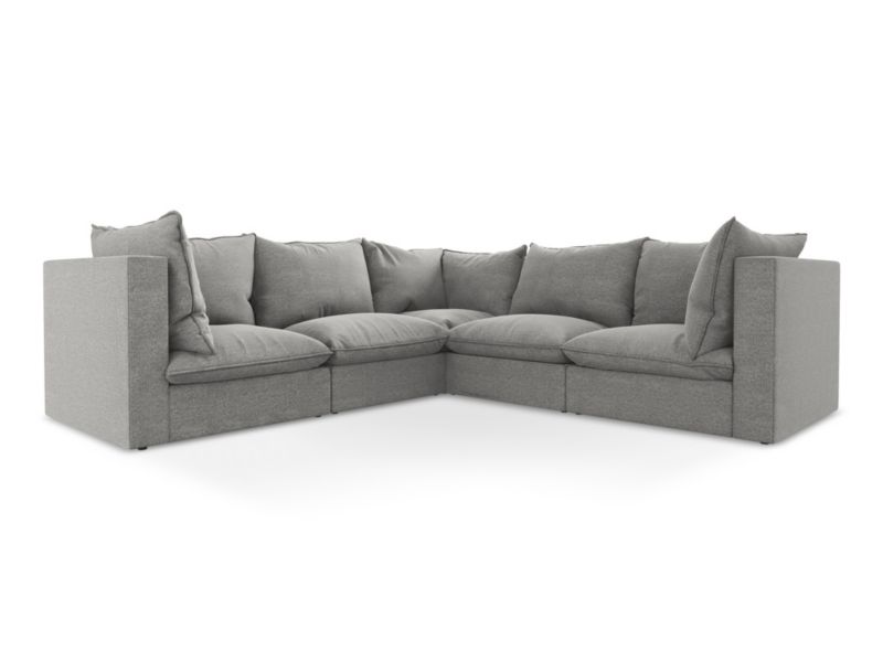 Modułowy narożnik LaMiaSofa RAVENNA z tkaniny bouclé 255x255 cm jasny szary 1 szt.