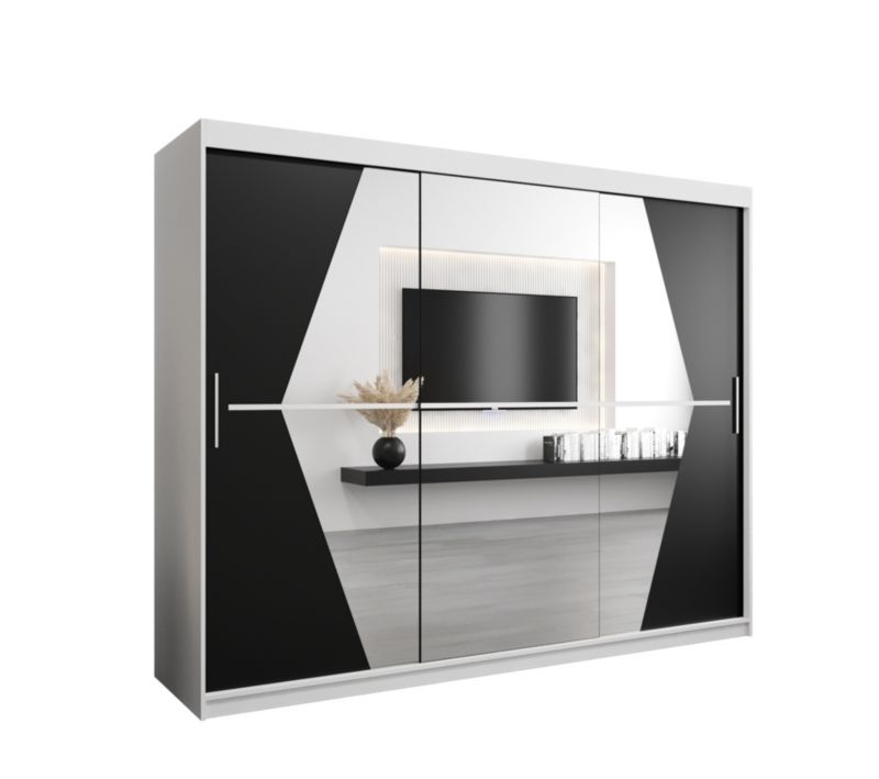 Szafa przesuwna Garderoba Abiks BOLIWIA 250 biały mat + czarny mat 1 szt.