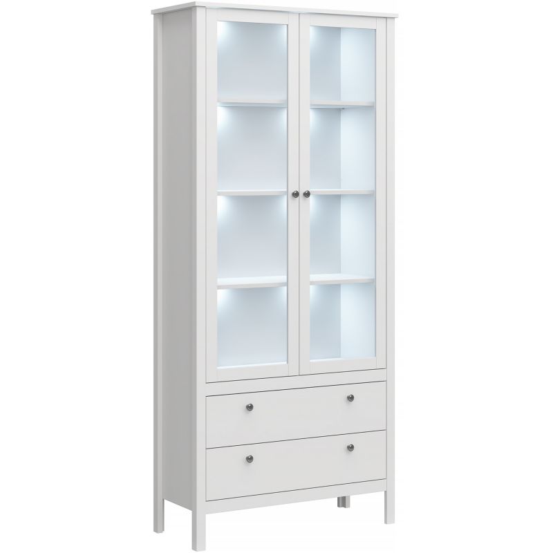 Witryna Przeszklona AZURA Mebel Elite Wysoka do Salonu 90 cm Biała Skandynawska 1 szt