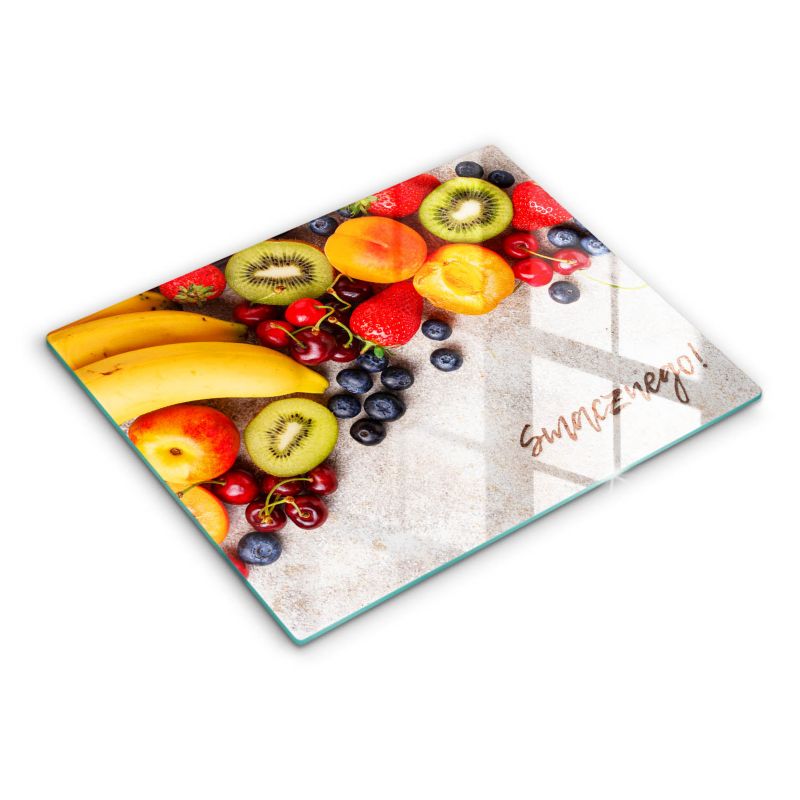 Szklana deska do krojenia Wallfluent 40x52 cm Owoce, Napis: Smacznego 1 szt.