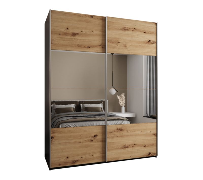 Szafa przesuwna Abiks LUX 4 wysoka szer.200cm czarny/artisan/srebrny 1szt.